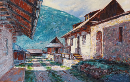 Vo Vlkolínskom dvore, olej, 40x60, 2025
