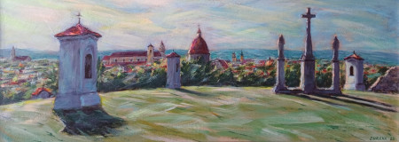 Skalica - Ráno z Kalvárie, akryl, 40x110, 2025