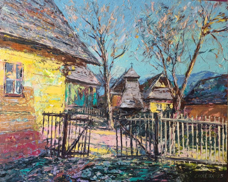 Vo Vlkolínskom dvore, akryl, 40x50, 2025